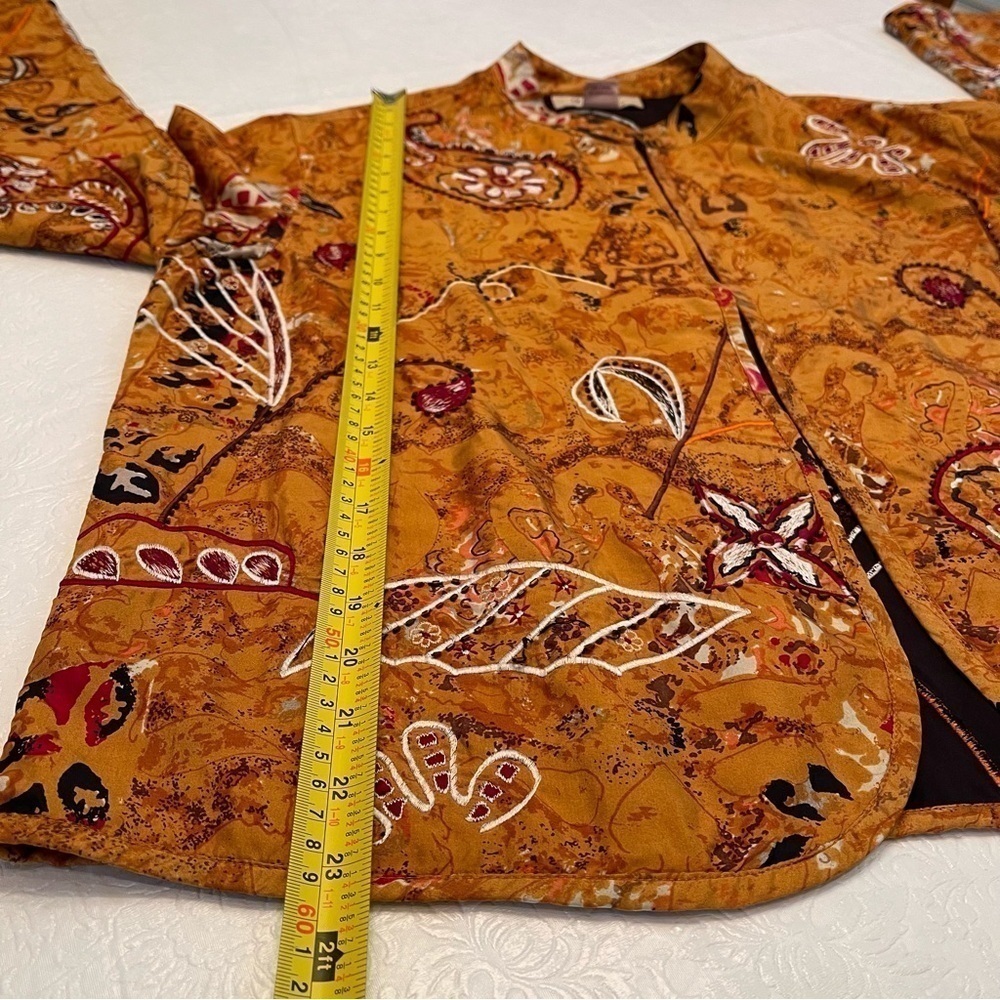 Anu by Natural Silk Embroidered Beaded Open Jacket Mandarin Neckline Large - Picture 14 of 16